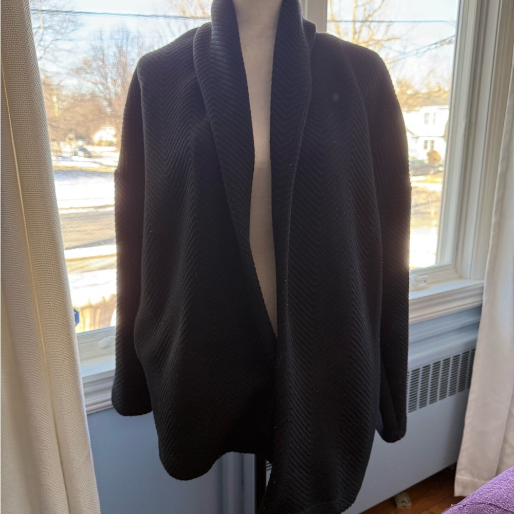 Fabletics Cozy Black Open Front Cardigan small